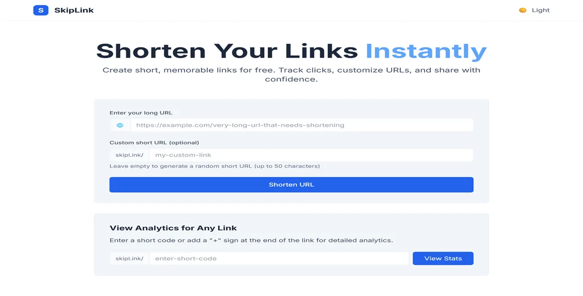 SkipLink – Modern Self-Hosted URL Shortener