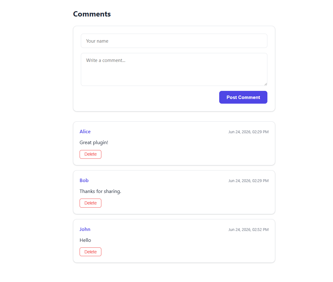 React Modern Comments Plugin. Backend-Agnostic