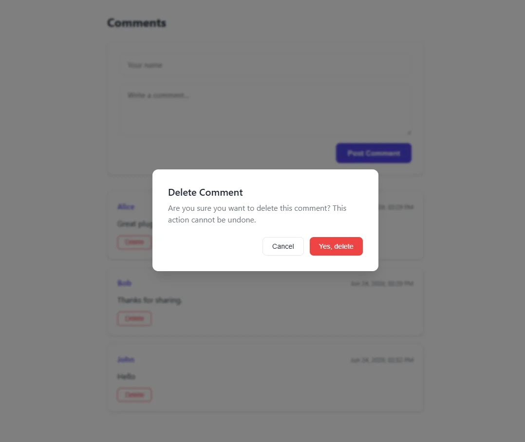 React Modern Comments Plugin. Backend-Agnostic
