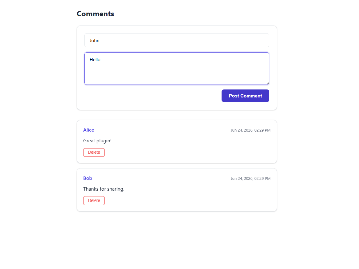 React Modern Comments Plugin. Backend-Agnostic