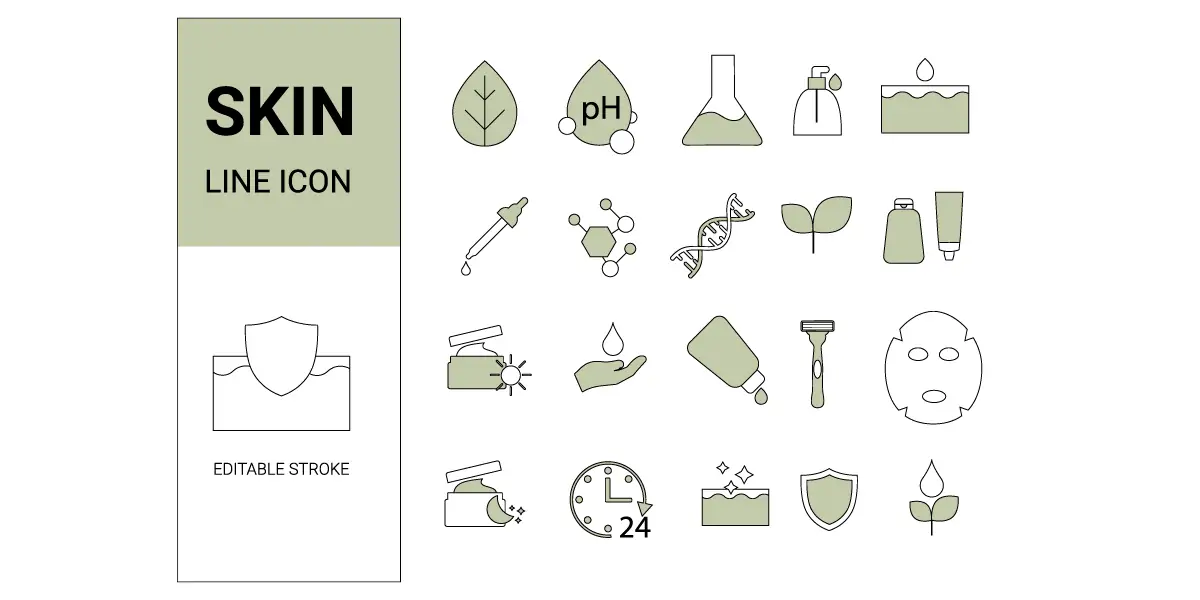 Skin Care Line Icon Set