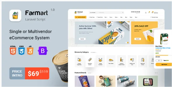 Farmart v1.23.9 - Single or Multivendor Laravel eCommerce System - nulled