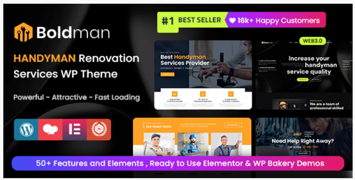 Boldman - Handyman Renovation Services WordPress Theme + RTL