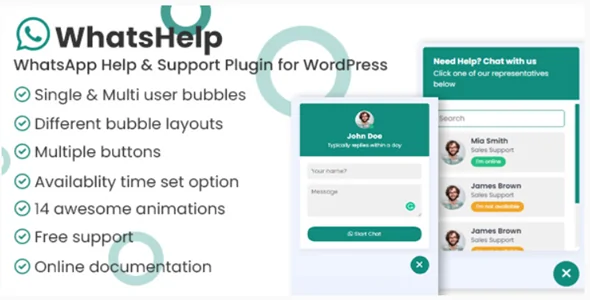 WhatsApp Chat Support Pro WordPress Plugin v3.1.4