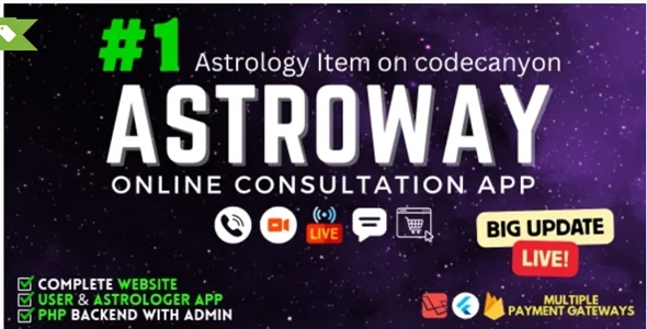 Astroway v2.8 - Complete Astrology Consultation App with Chat, Calling, e-Puja, Shop & AI Chat