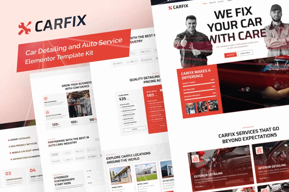 Carfix – Car Detailing and Auto Service Elementor Template Kit