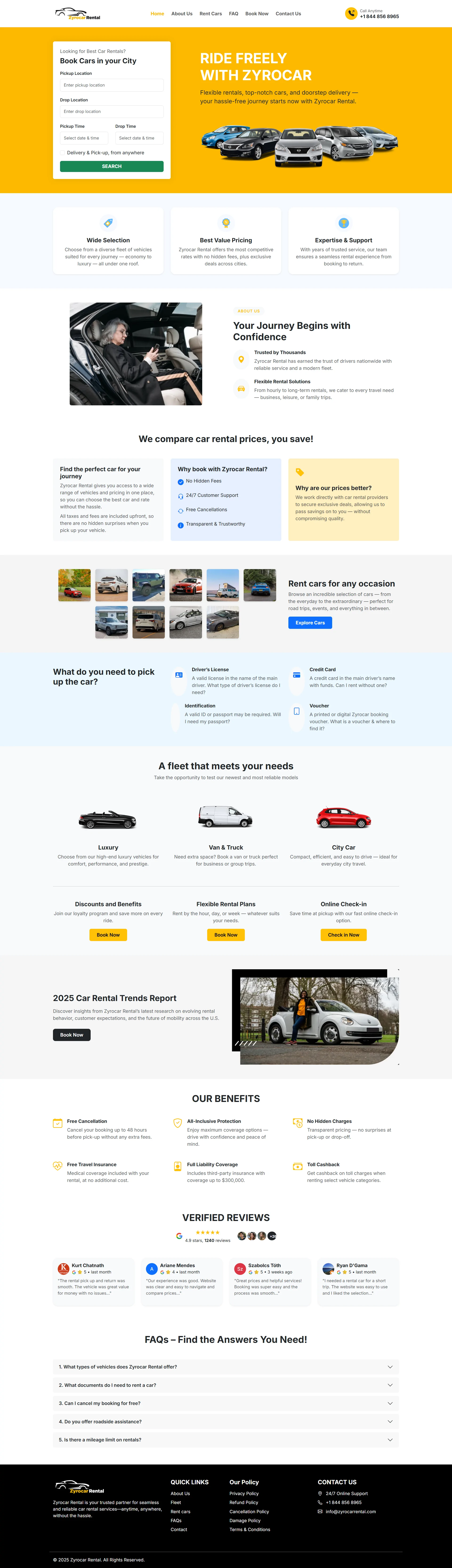 Car Rental HTML Website Template | Bootstrap | Responsive & SEO Friendly Design