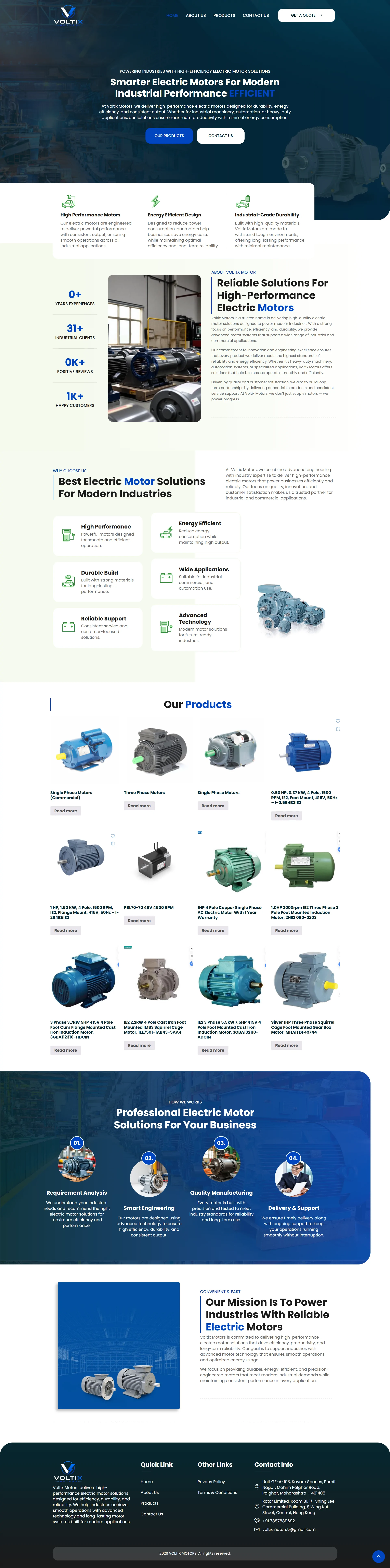 Electric Motors WordPress Website Template | Elementor Pro | Industrial Equipment Business