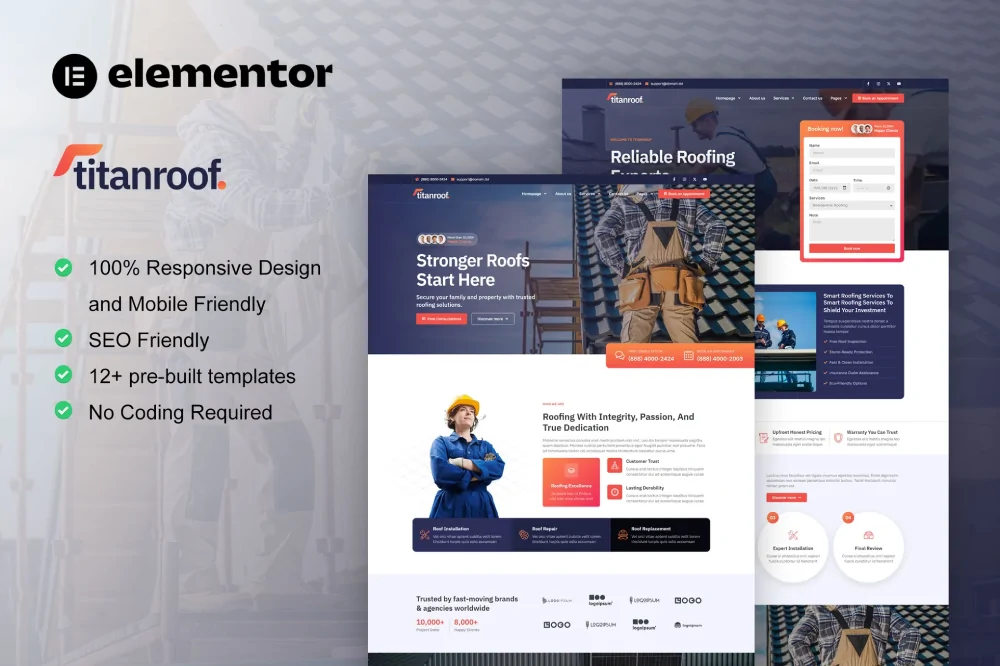 TitanRoof – Roofing Services Elementor Template Kit