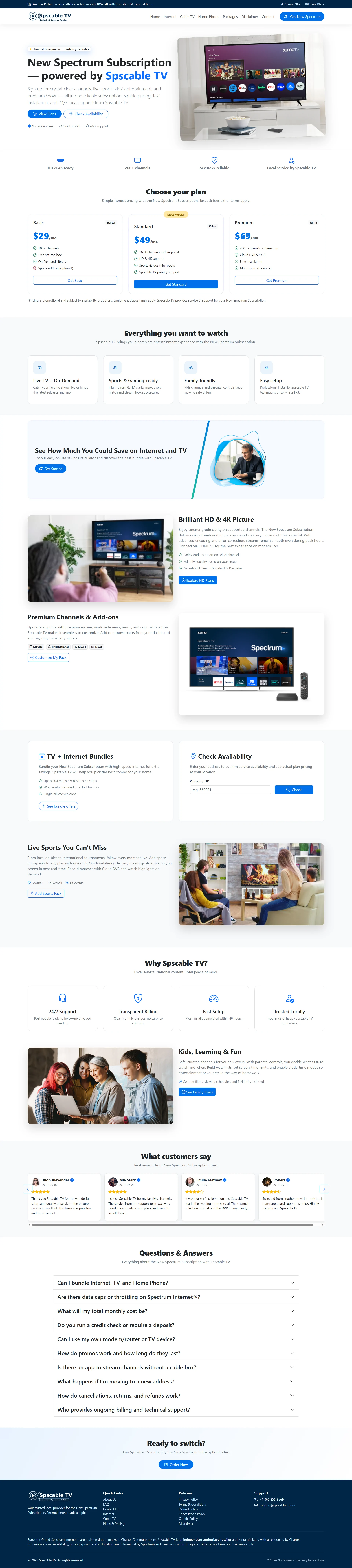 Cable TV Provider Website Template | HTML, CSS, Bootstrap | Responsive & SEO Friendly