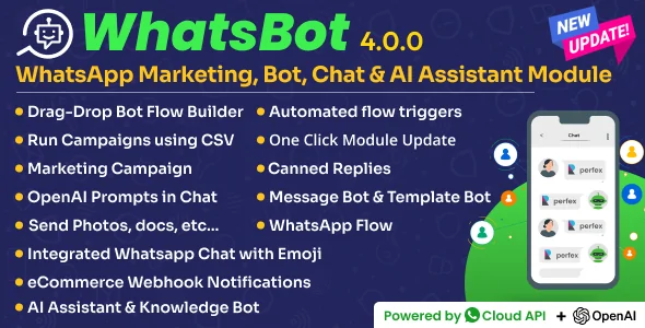WhatsBot - WhatsApp Marketing, Bot, Chat & AI Personal Assistant Module for Perfex CRM