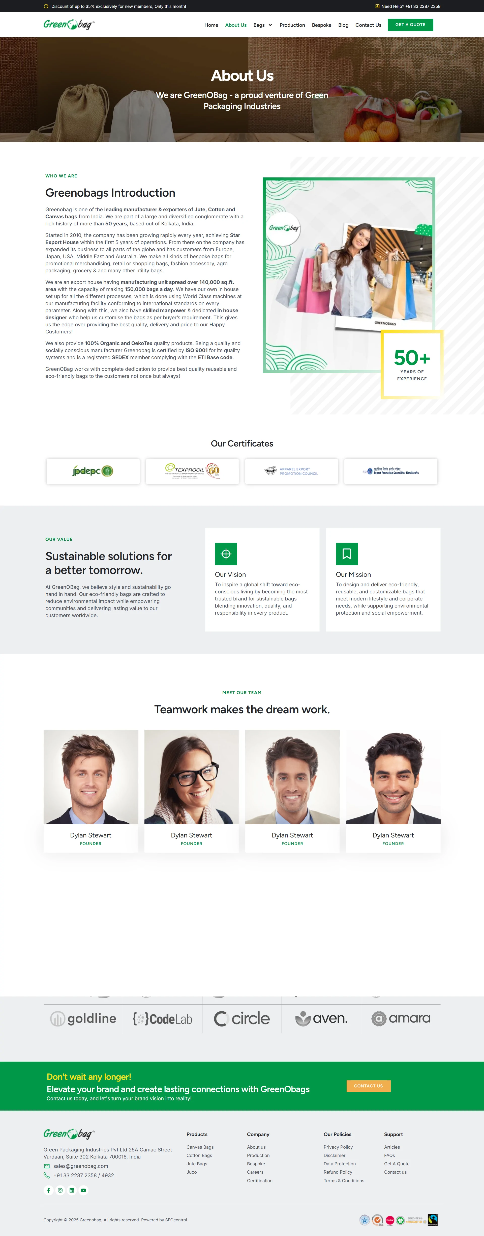 Corporate Gifting & Jute Bags WordPress Website Template | Elementor | Eco-Friendly Business Site