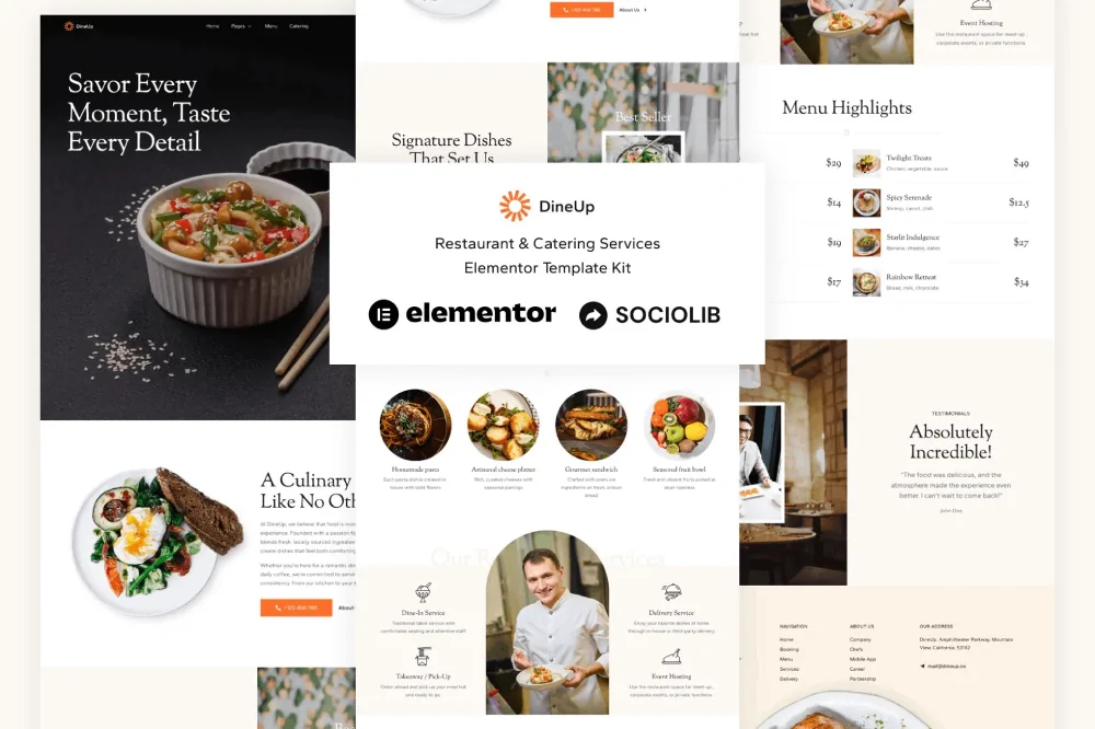 DineUp – Restaurant & Catering Service Elementor Template Kit