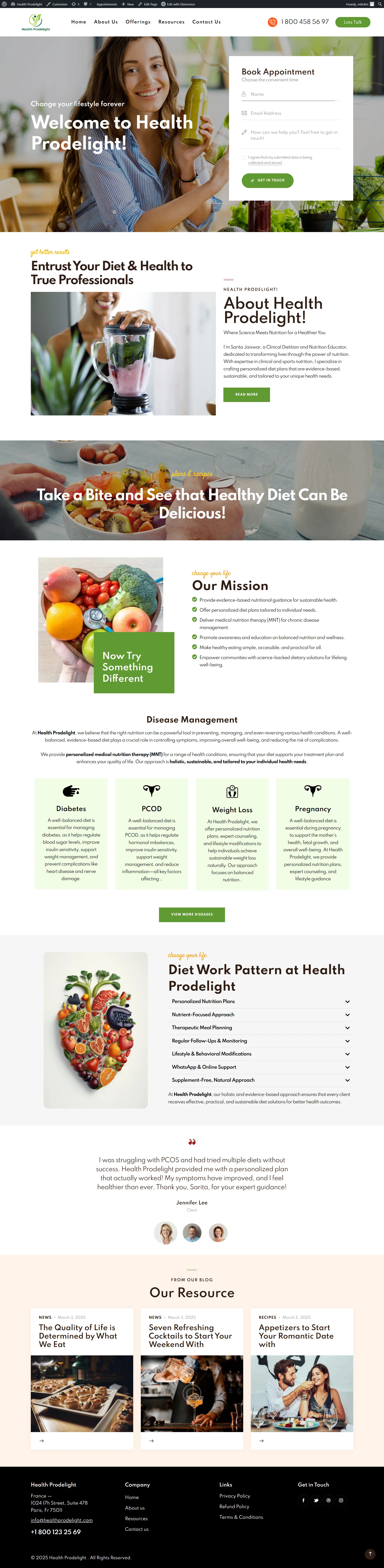 Nutritionists WordPress Readymade Website