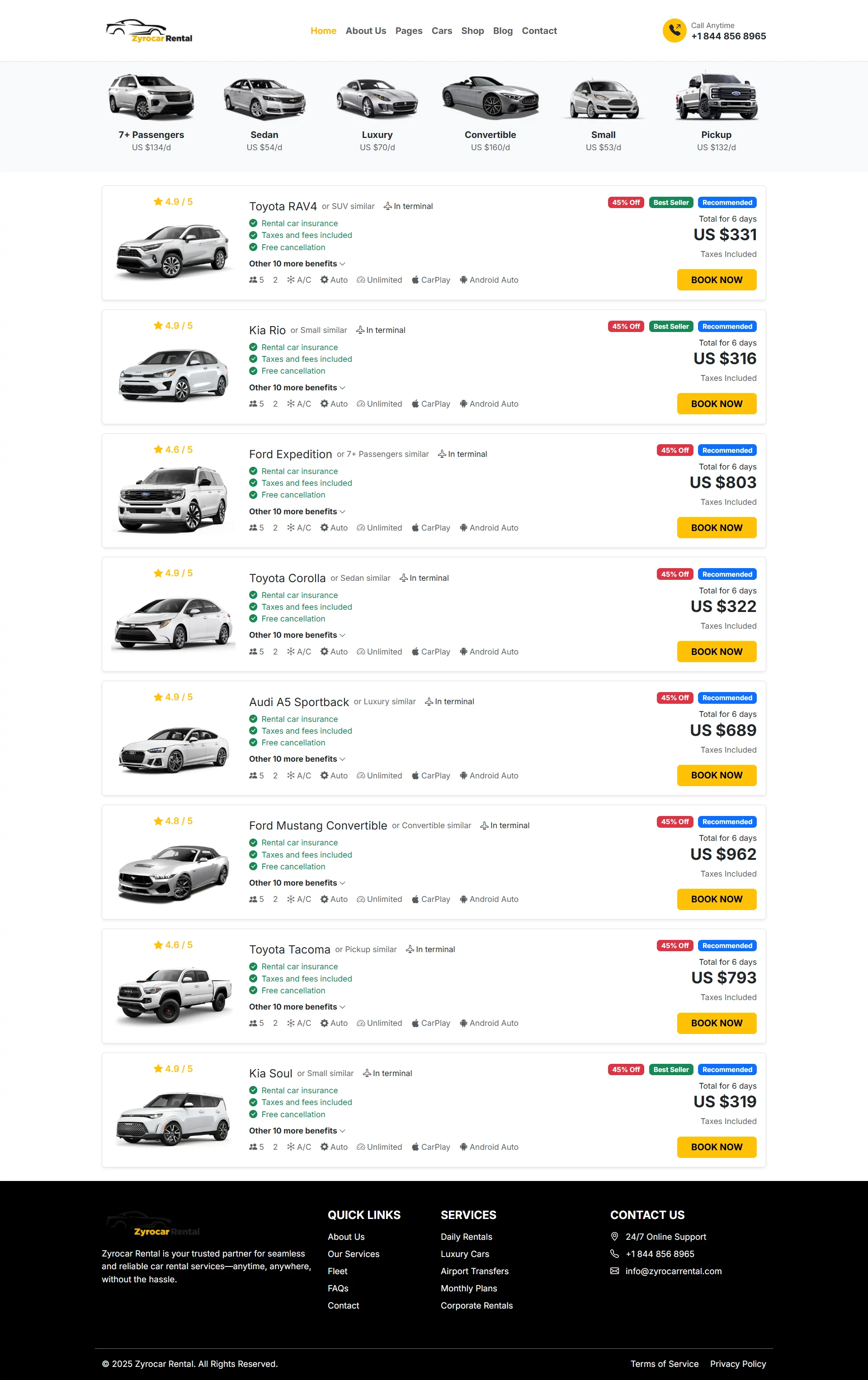 Car Rental HTML Website Template | Bootstrap | Responsive & SEO Friendly Design