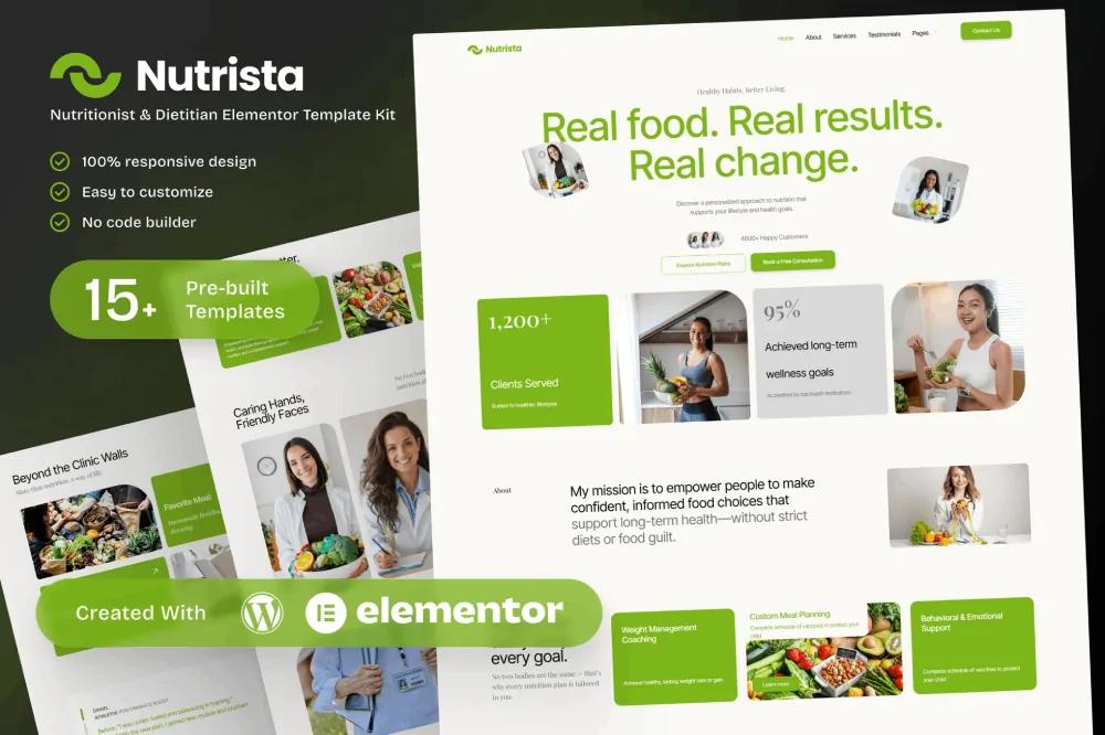 Nutrista – Nutritionist & Dietitian Elementor Template Kit